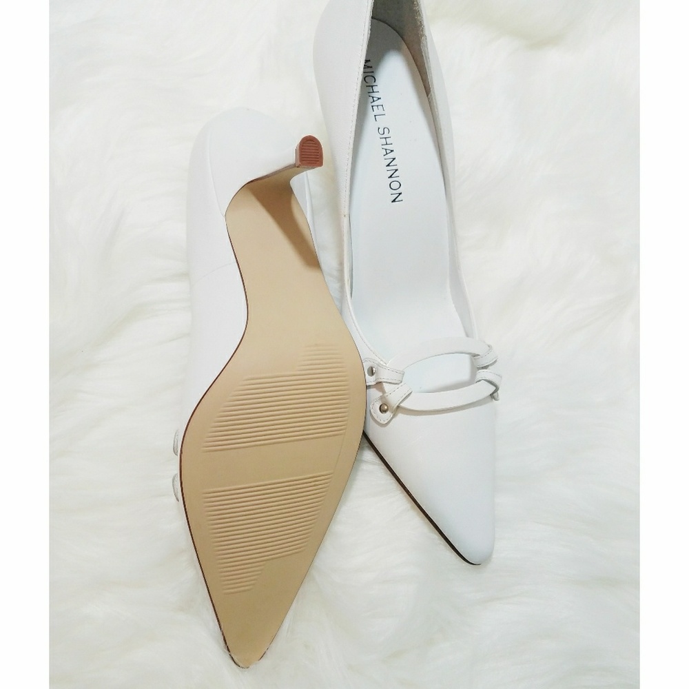 Micael Shannon White Leather Heel Chesney 7.5 - Picture 3 of 5
